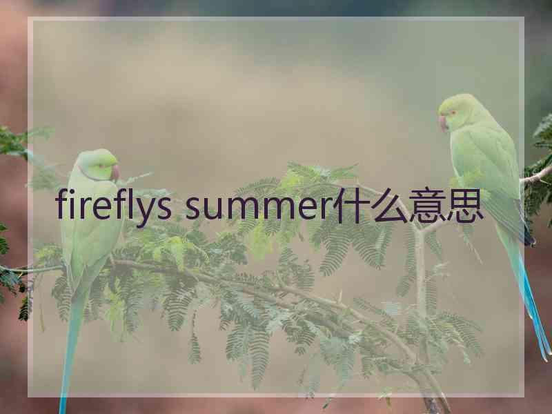 fireflys summer什么意思