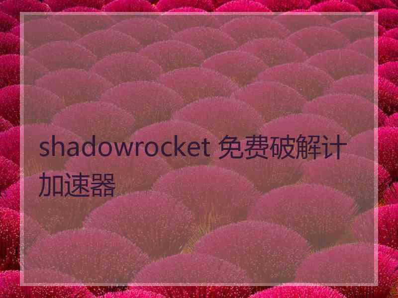 shadowrocket 免费破解计加速器