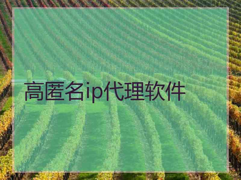 高匿名ip代理软件