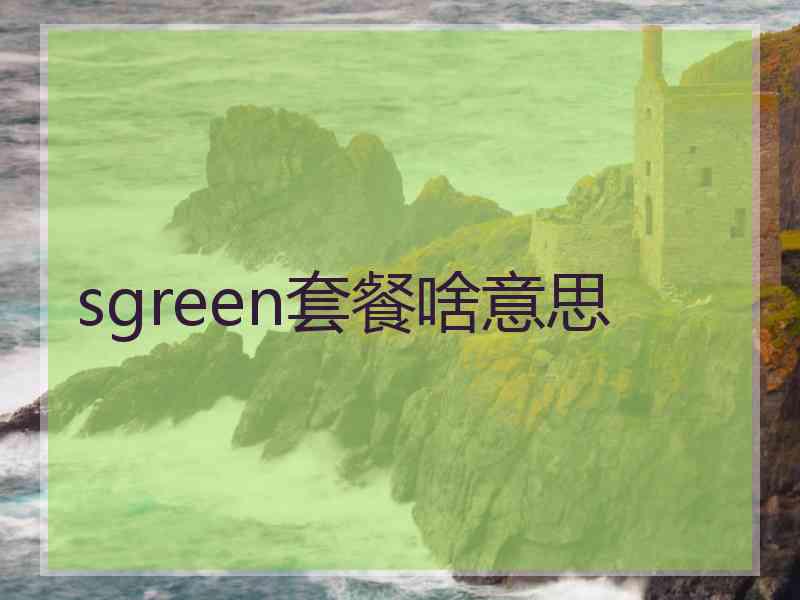 sgreen套餐啥意思