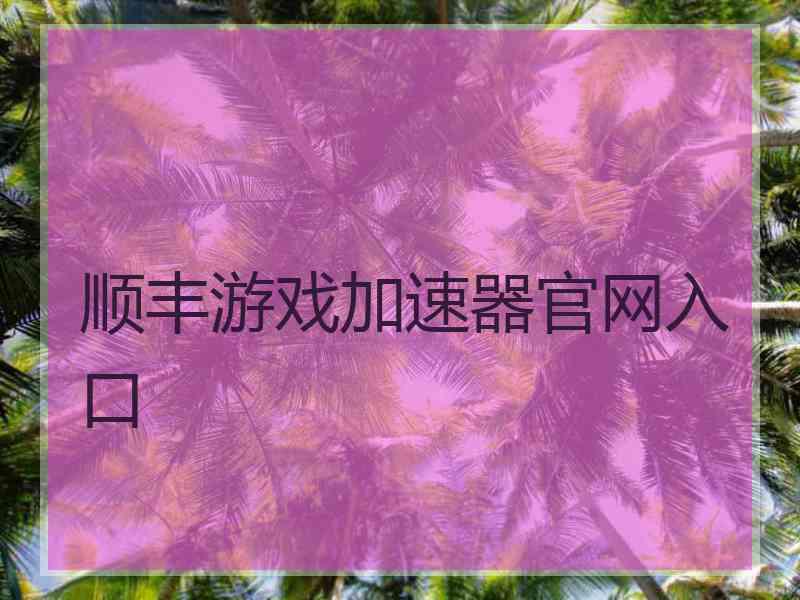 顺丰游戏加速器官网入口