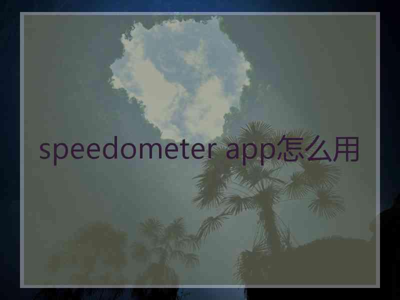 speedometer app怎么用