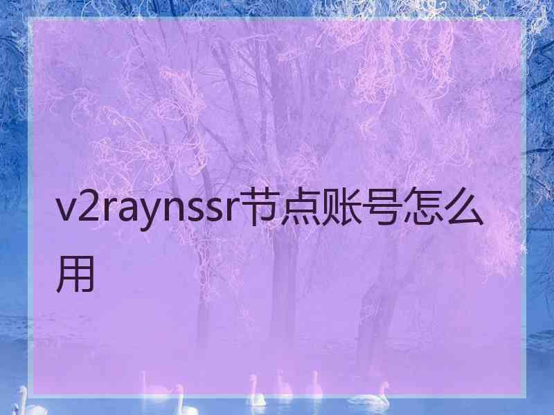 v2raynssr节点账号怎么用